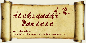Aleksandar Maričić vizit kartica
